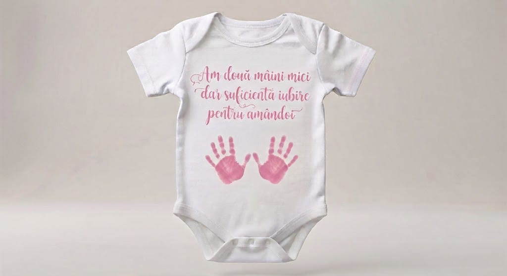 Body personalizat – Am două mâini mici, iubire pentru amândoi, roz