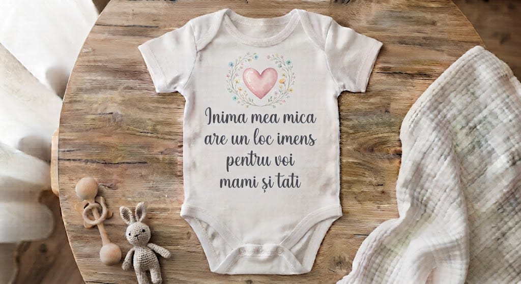 Body personalizat – Inima mea mică, pentru mami și tati