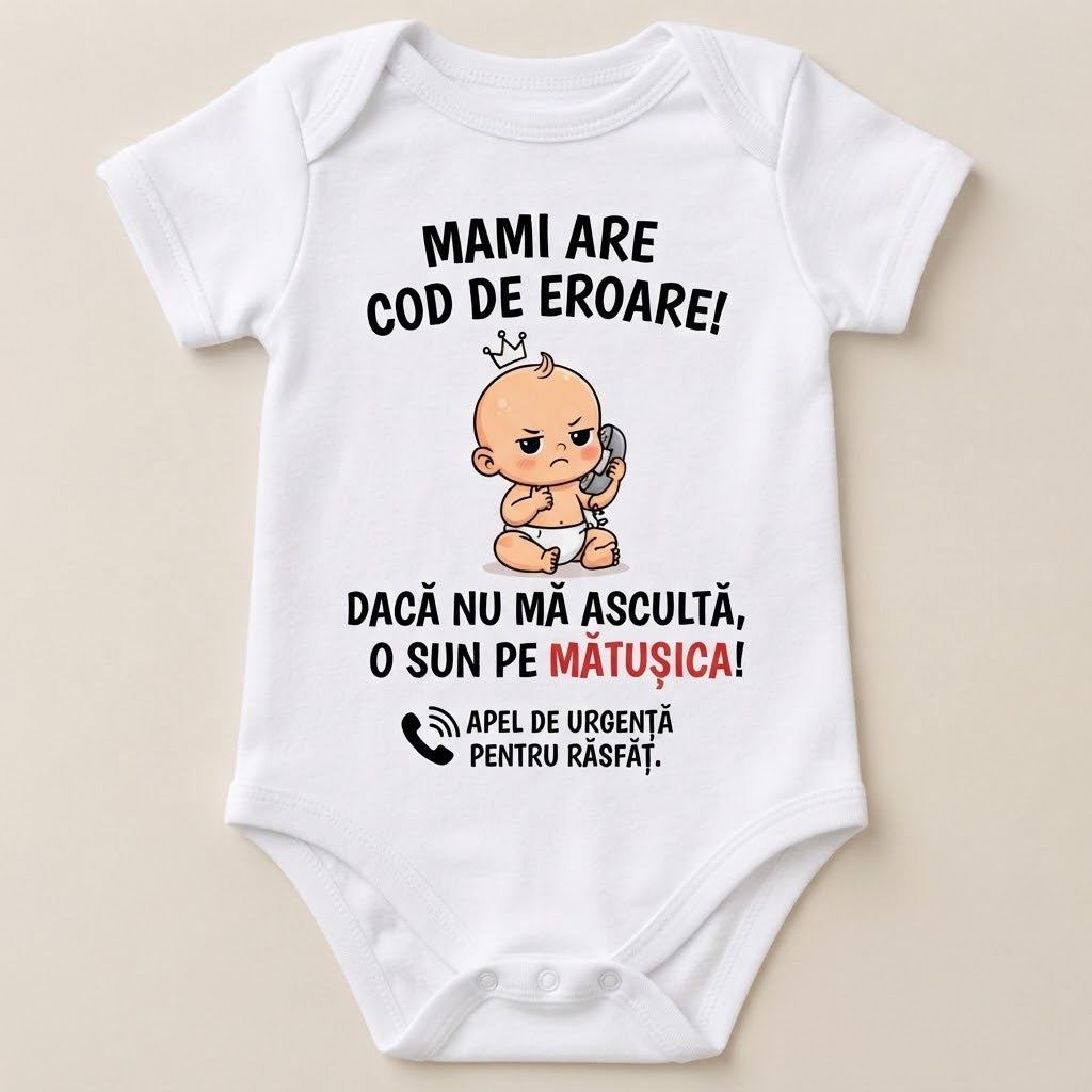 Body personalizat – Mami are cod de eroare, o sun pe mătușica