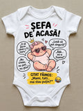 Body personalizat Șefa de acasă – Fundiță roz și replici amuzante