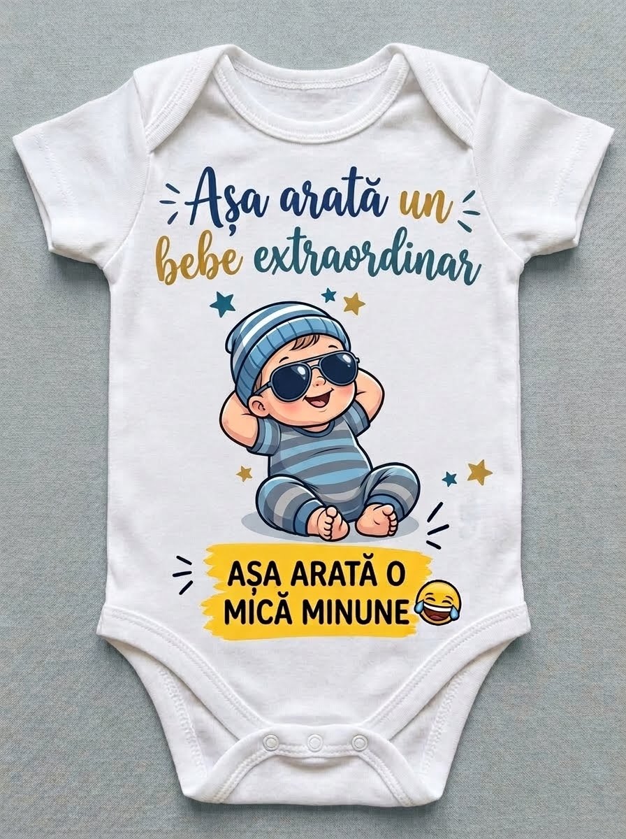 Body personalizat – Așa arată un bebe extraordinar, căciuliță albastră