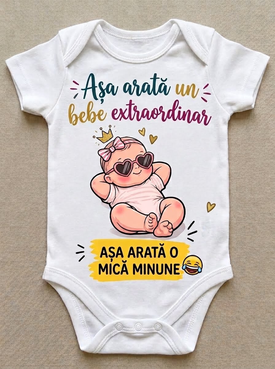 Body personalizat – Așa arată un bebe extraordinar, fundiță roz