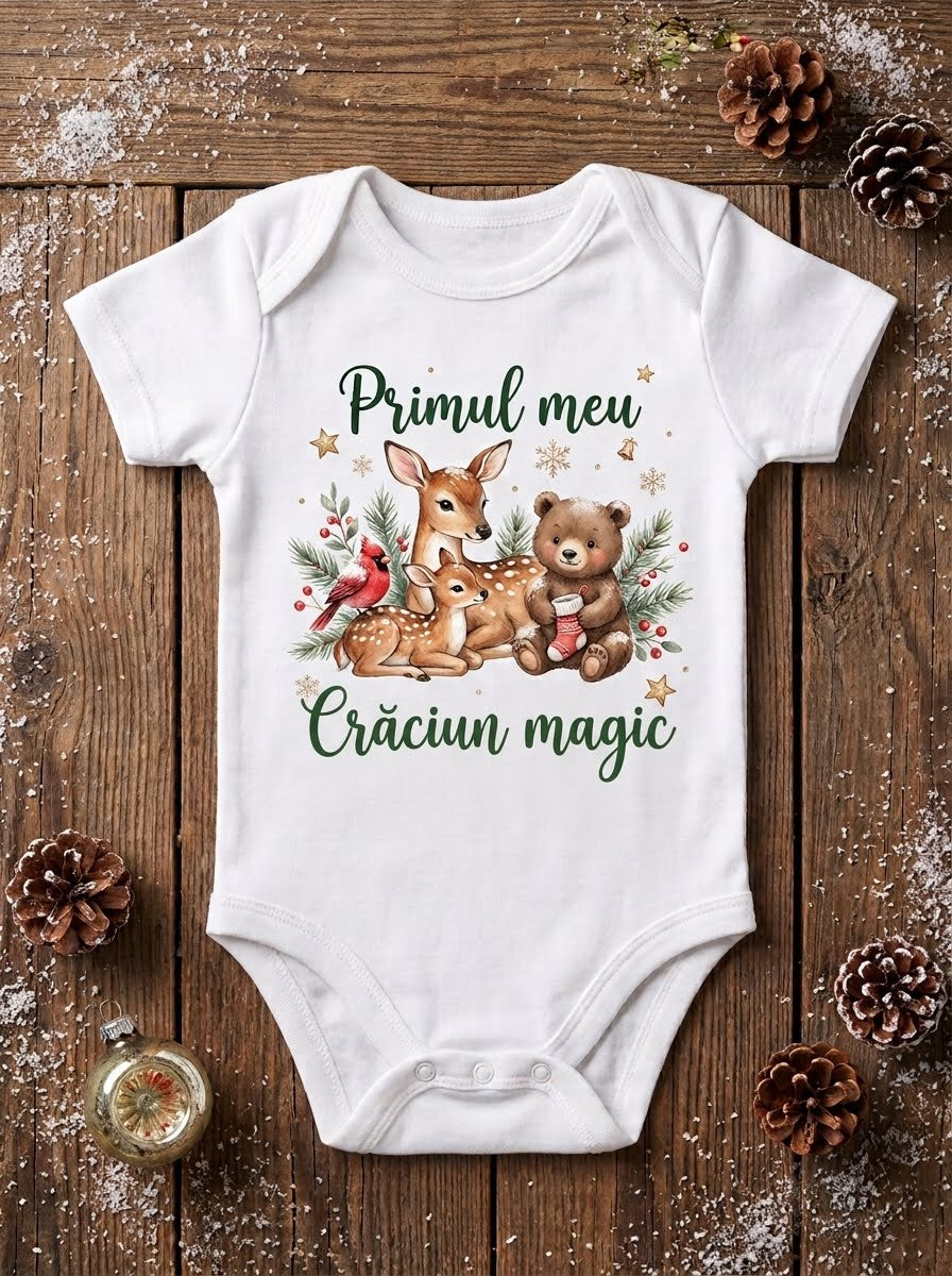 Body Primul meu Crăciun magic – Căprioară, pui și ursuleț