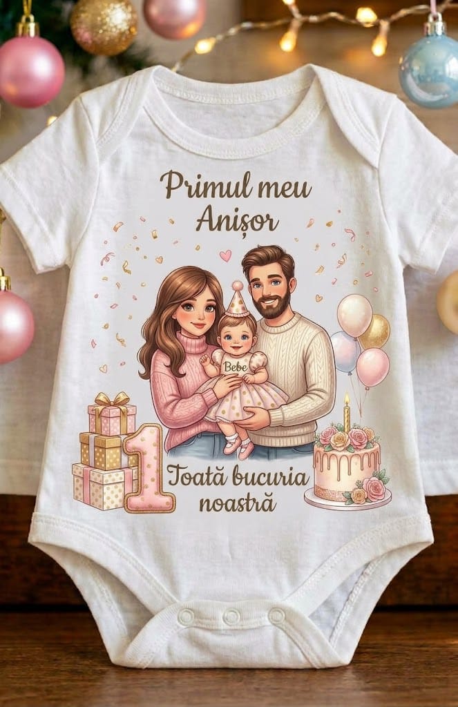 Body aniversar 1 an – Toată bucuria noastră, familie și tort roz