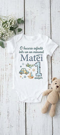 Body personalizat 1 an – Matei, mașinuță, avion și bărcuță