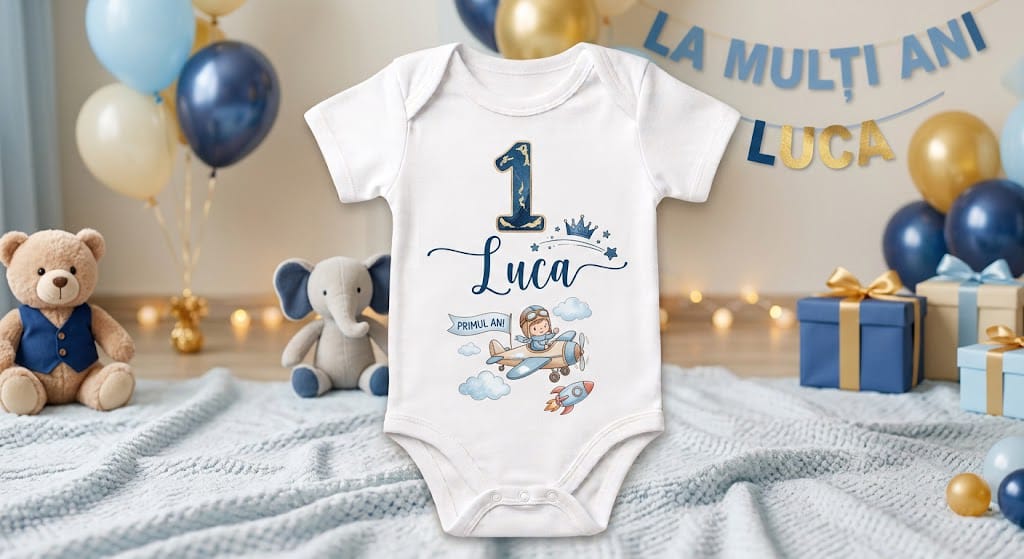 Body personalizat pentru primul an – Luca, avion și rachetă