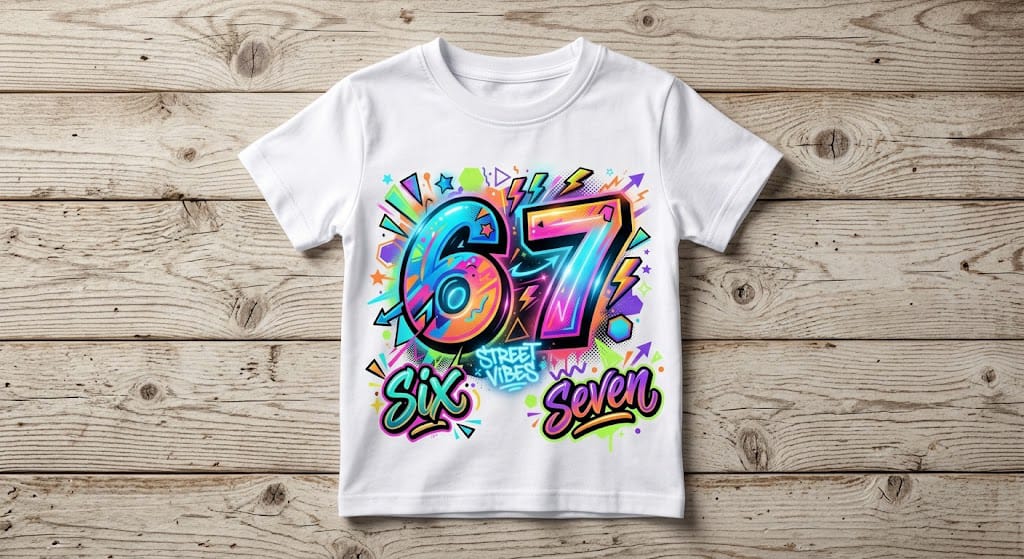 Tricou personalizat copii – 67 Six Seven, Street Vibes graffiti