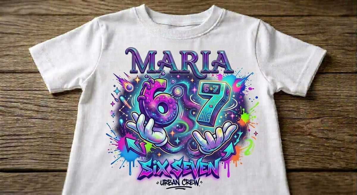 Tricou personalizat copii cu nume – Maria, Six Seven Urban Crew, decor cosmic