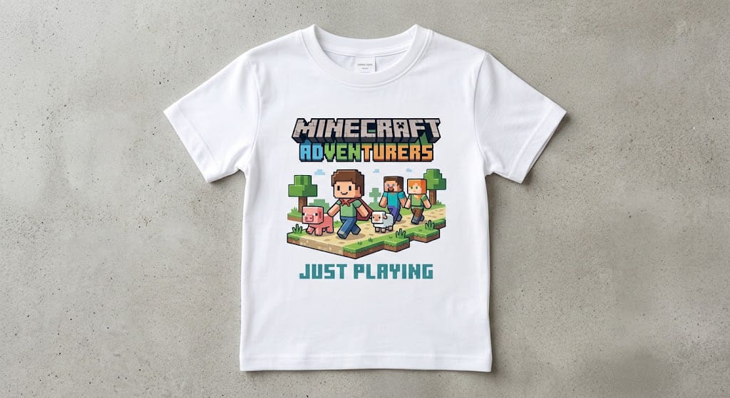 Tricou personalizat copii – Minecraft Adventurers, Just Playing