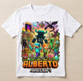 Tricou personalizat copii cu nume – Alberto, Minecraft cu dragon și portal