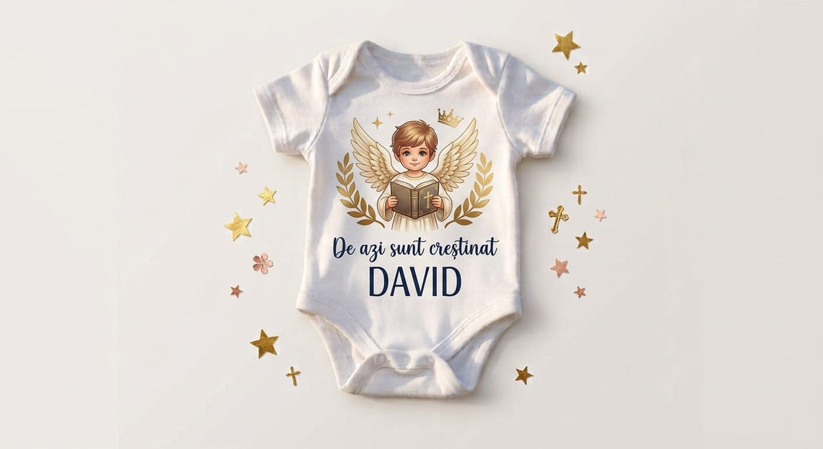Body personalizat cu nume – De azi sunt creștinat, David
