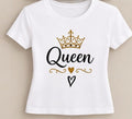 Tricou personalizat femei – Queen, coroană aurie și inimioare