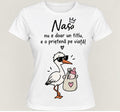 Tricou personalizat femei – Nașa, o prietenă pe viață, barză cu ochelari