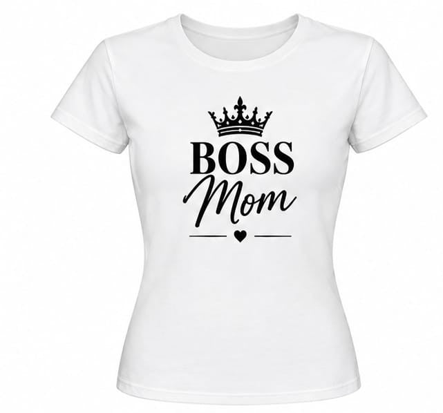 Tricou personalizat femei – Boss Mom, coroană și inimioară