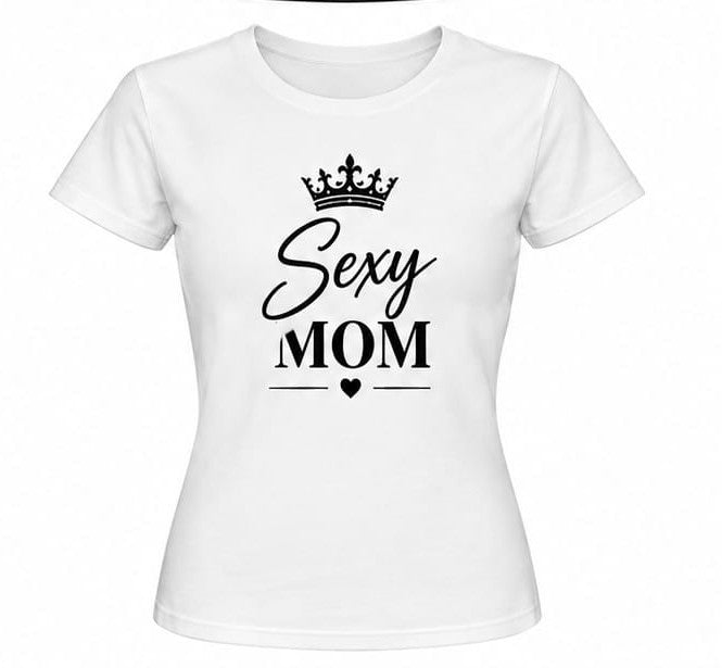 Tricou personalizat femei – Sexy Mom, coroană și inimioară