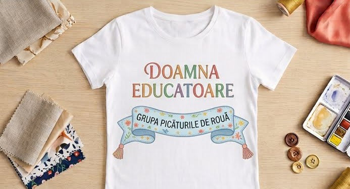 Tricou personalizat femei – Doamna Educatoare, Grupa Picăturile de Rouă