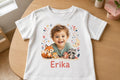 Tricou personalizat copii cu fotografie și nume – Erika, vulpițe și raton