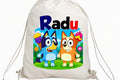 Săculeț personalizat cu Bluey, Bingo, înghețată și nume