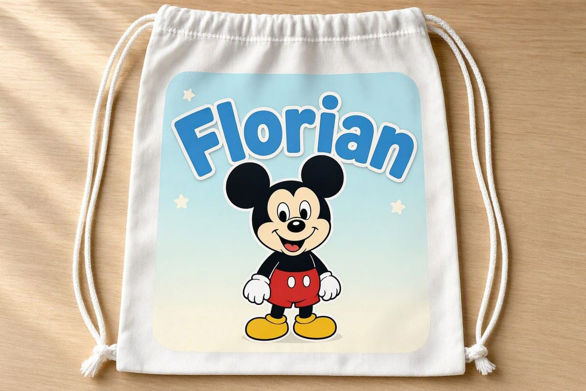 Săculeț personalizat cu Mickey Mouse, steluțe și nume