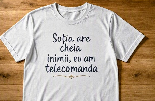 Tricou bărbați „Soția are cheia inimii, eu am telecomanda”