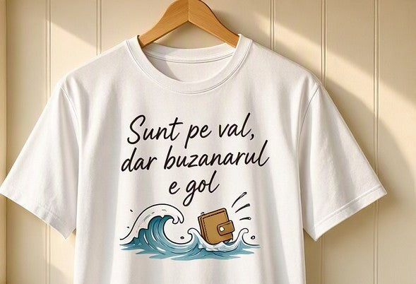 Tricou bărbați „Sunt pe val, dar buzunarul e gol”