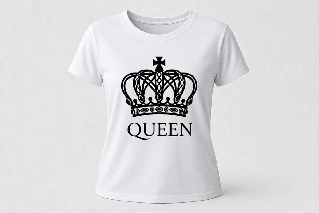 Tricou personalizat femei – Queen, coroană neagră mare