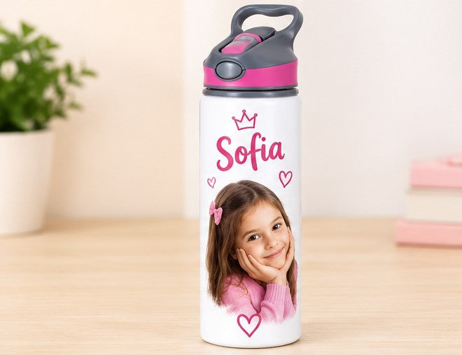 Bidon de apă personalizat cu fotografia ta și nume, 650 ml