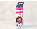 Bidon de apă personalizat cu Gabby, pisicuțe și nume, 650 ml