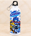 Bidon de apă personalizat cu roboți, Optimus Prime, Bumblebee și nume, 500 ml