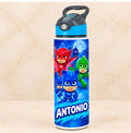 Bidon de apă personalizat cu Eroii în pijama și nume, 650 ml