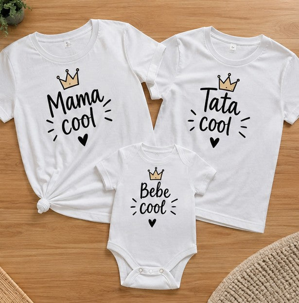Set familie cu coroane – Mama cool, Tata cool și Bebe cool