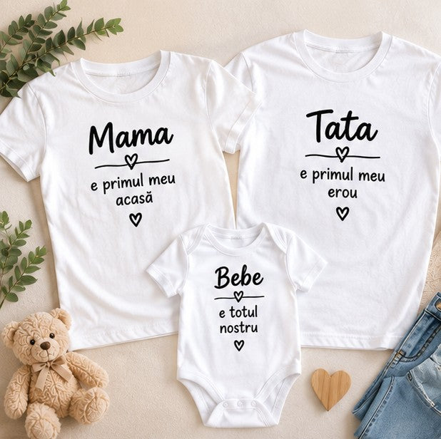 Set familie – Mama primul meu acasă, Tata primul meu erou și Bebe totul nostru