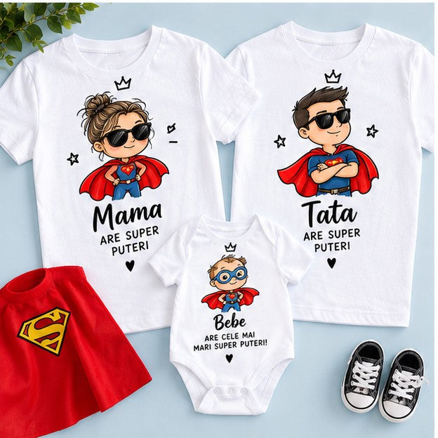 Set familie cu supereroi – Mama, Tata și Bebe au super puteri