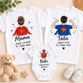 Set familie cu supereroi – Mama, Tata și Bebe, 2 tricouri și body