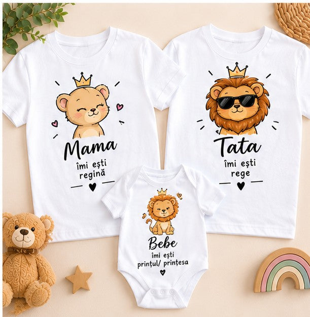 Set familie cu lei și coroane – Mama regină, Tata rege și Bebe