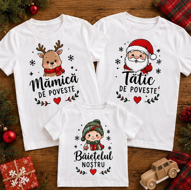Set 3 tricouri familie de Crăciun – Părinți de poveste și Băiețelul nostru