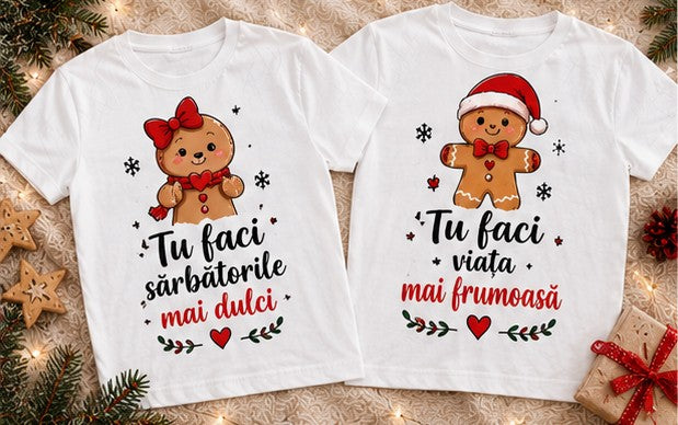 Set 2 tricouri cuplu de Crăciun – Tu faci sărbătorile mai dulci