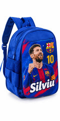 Ghiozdan albastru personalizat cu nume – Messi 10 în culorile Barcelonei