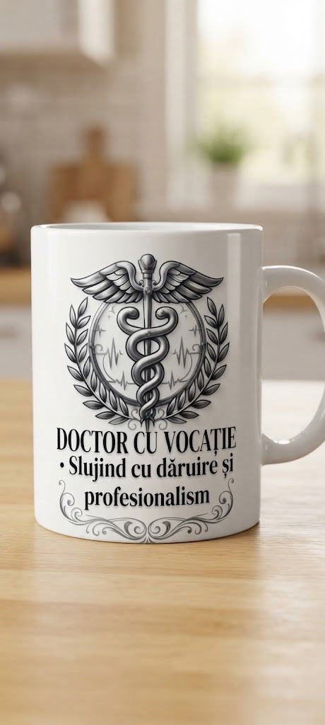 Cană pentru medic – Doctor cu vocație, dăruire și profesionalism