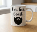Cană pentru iubit sau soț – I'm her beast, barbă și mustață