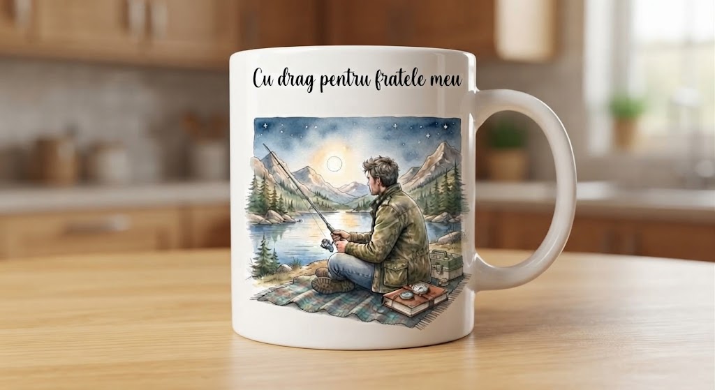Cană pentru frate – Cu drag pentru fratele meu, pescar la lac