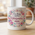 Cană pentru verișoară – Cu drag pentru Verișoara mea, design floral