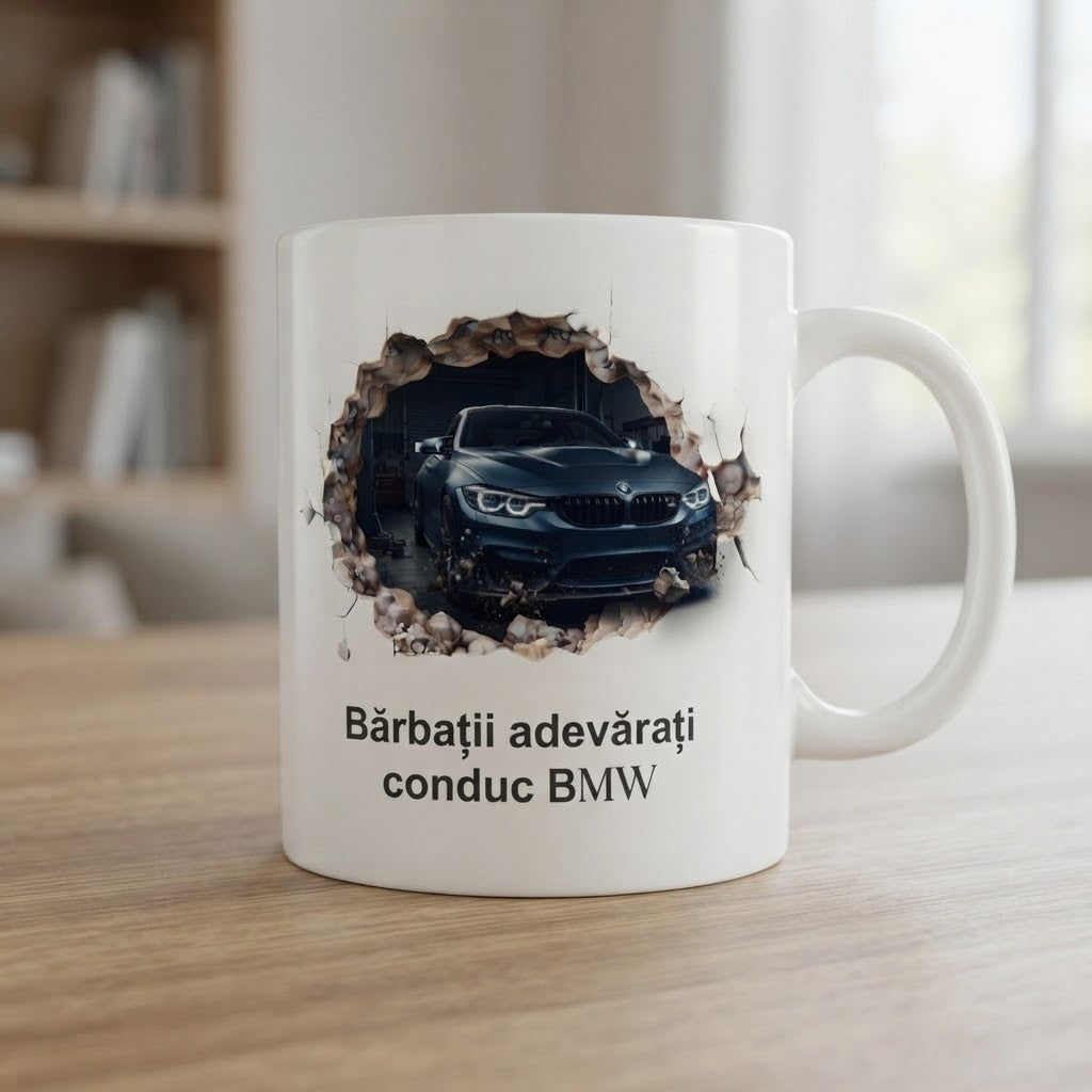 Cană cu mesaj auto – Bărbații adevărați conduc BMW