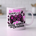 Cană de Crăciun pentru gameri – Controller roz, So Happy to Play