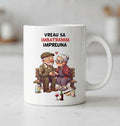 Cană romantică – Vreau să îmbătrânim împreună, cuplu pe bancă