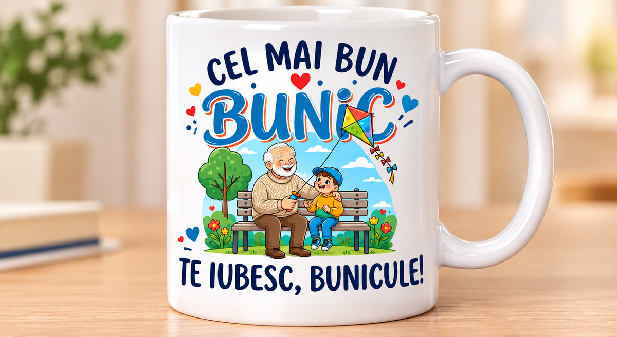 Cană pentru bunic – Cel mai bun bunic, Te iubesc, bunicule!
