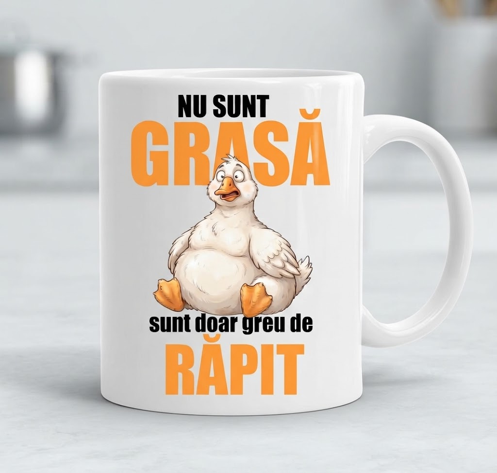 Cană amuzantă – Nu sunt grasă, sunt doar greu de răpit