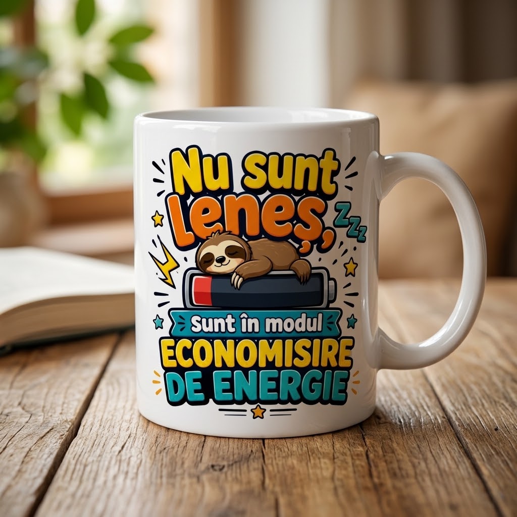 Cană amuzantă – Nu sunt leneș, sunt în modul economisire de energie