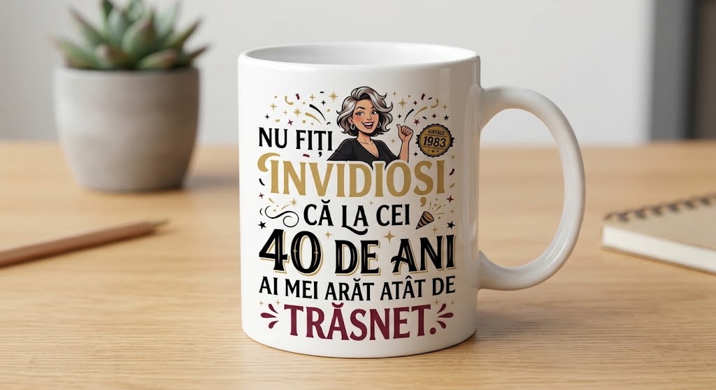 Cană aniversară 40 de ani pentru ea – Arăt atât de trăsnet, design 1983